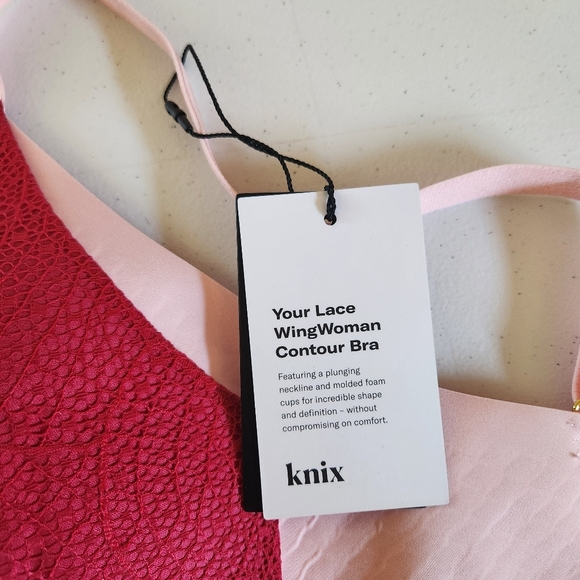 Knix Wing Woman Contour Wireless Bra Wire Free Red Pink New NWT Size 6 34e 34f - Picture 8 of 9